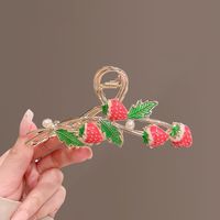 Sweet Strawberry Alloy Inlay Pearl Hair Claws main image 2