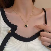 Vintage Style Simple Style Heart Shape Copper Brass Plating Inlay Artificial Gemstones Gold Plated Pendant Necklace main image 5