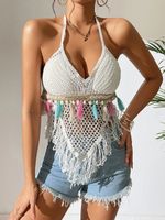 Women's Vest Tank Tops Hollow Out Vacation Solid Color main image 3