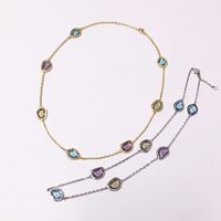 Elegant Lady Geometric Copper Plating Inlay Artificial Crystal Necklace main image 4