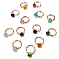 Commute Square Alloy Plating Inlay Artificial Crystal 18k Gold Plated Women's Rings main image 7