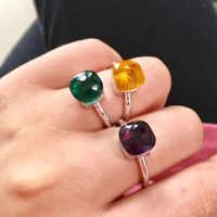 Commute Square Alloy Plating Inlay Artificial Crystal 18k Gold Plated Women's Rings main image 8