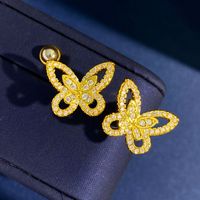 Elegant Lady Butterfly Copper Inlay Zircon Bracelets Earrings Necklace main image 4