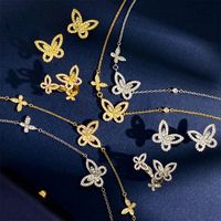 Elegant Lady Butterfly Copper Inlay Zircon Bracelets Earrings Necklace main image 1