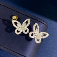 Elegant Lady Butterfly Copper Inlay Zircon Bracelets Earrings Necklace sku image 3
