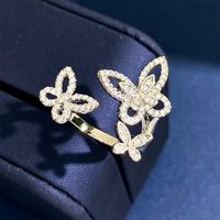 Elegant Lady Butterfly Copper Inlay Zircon Bracelets Earrings Necklace sku image 1