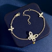 Elegant Lady Butterfly Copper Inlay Zircon Bracelets Earrings Necklace sku image 5