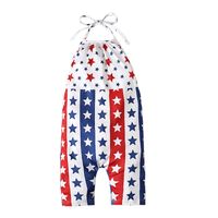Independence Day Casual Star Stripe Butterfly Printing Backless Cotton Jumpsuits main image 5