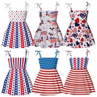 Independence Day Casual Streetwear Flag Star Stripe Printing Polyester Girls Dresses main image 1