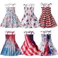 Independence Day Casual Streetwear Flag Star Stripe Printing Polyester Girls Dresses main image 4