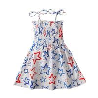 Independence Day Casual Streetwear Flag Star Stripe Printing Polyester Girls Dresses main image 3