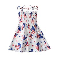Independence Day Casual Streetwear Flag Star Stripe Printing Polyester Girls Dresses main image 2