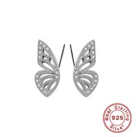 Fairy Style Butterfly Metal Plating Hollow Out Inlay Artificial Diamond 18k Gold Plated Silver Plated Women's Ear Studs main image 2