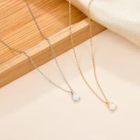 Elegant Simple Style Round Sterling Silver Plating Inlay Artificial Gemstones 18k Gold Plated White Gold Plated Pendant Necklace main image 6