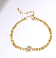 Hip-hop Square Water Droplets Copper Plating Inlay Zircon Gold Plated Bracelets sku image 3