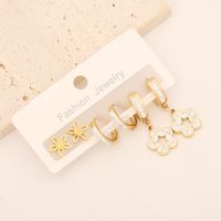 1 Set Lady Commute Letter Star Heart Shape Inlay Stainless Steel Zircon 18K Gold Plated Earrings main image 2
