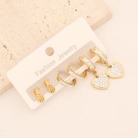 1 Set Lady Commute Letter Star Heart Shape Inlay Stainless Steel Zircon 18K Gold Plated Earrings main image 3