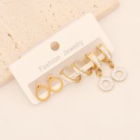 1 Set Lady Commute Letter Star Heart Shape Inlay Stainless Steel Zircon 18K Gold Plated Earrings main image 4