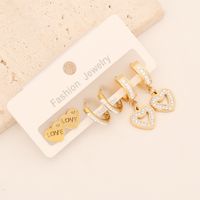 1 Set Lady Commute Letter Star Heart Shape Inlay Stainless Steel Zircon 18K Gold Plated Earrings main image 5