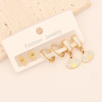 1 Set Lady Commute Letter Star Heart Shape Inlay Stainless Steel Zircon 18K Gold Plated Earrings main image 6