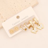 1 Set Lady Commute Letter Star Heart Shape Inlay Stainless Steel Zircon 18K Gold Plated Earrings main image 10