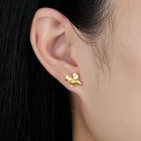 1 Pair Simple Style Petal Plating Sterling Silver Ear Studs main image 4