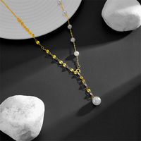 Imitation Pearl Titanium Steel 18K Gold Plated Simple Style Tassel Pendant Necklace main image 1