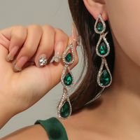 Glam Luxurious Lady Water Droplets Alloy Inlay Rhinestones Women's Drop Earrings main image 2