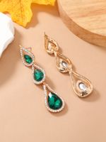 Glam Luxurious Lady Water Droplets Alloy Inlay Rhinestones Women's Drop Earrings main image 4
