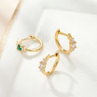 1 Pair Simple Style Commute Shiny Circle Plating Inlay Sterling Silver Zircon 18k Gold Plated White Gold Plated Hoop Earrings main image 2