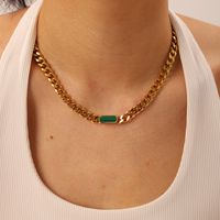 Cuban Malachite Shell 18k Plated Stainless Steel Necklace main image 3