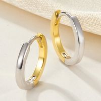 1 Pair Simple Style Circle Plating Sterling Silver 18K Gold Plated White Gold Plated Earrings main image 1