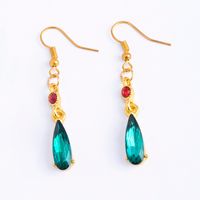 1 Pair Retro Japanese Style French Style Water Droplets Inlay Alloy Artificial Gemstones Ear Hook main image 1