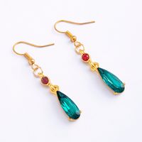 1 Pair Retro Japanese Style French Style Water Droplets Inlay Alloy Artificial Gemstones Ear Hook main image 3