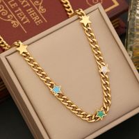 Acero Inoxidable Chapados en oro de 18k Bohemio Estilo Clásico Enchapado Estrella Forma De Corazón Collar sku image 1