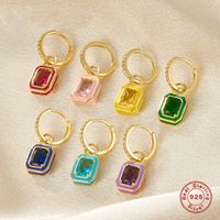 1 Piece Simple Style Classic Style Square Plating Inlay Sterling Silver Zircon 18k Gold Plated Drop Earrings main image 1