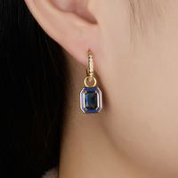 1 Piece Simple Style Classic Style Square Plating Inlay Sterling Silver Zircon 18k Gold Plated Drop Earrings main image 4