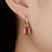 1 Piece Simple Style Classic Style Square Plating Inlay Sterling Silver Zircon 18k Gold Plated Drop Earrings main image 3