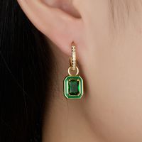 1 Piece Simple Style Classic Style Square Plating Inlay Sterling Silver Zircon 18k Gold Plated Drop Earrings main image 5