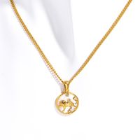 Retro Constellation Stainless Steel Plating Inlay Carving Shell 18k Gold Plated Necklace Pendant sku image 14