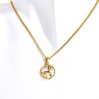 Retro Constellation Stainless Steel Plating Inlay Carving Shell 18k Gold Plated Necklace Pendant sku image 22