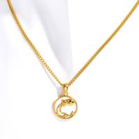 Retro Constellation Stainless Steel Plating Inlay Carving Shell 18k Gold Plated Necklace Pendant sku image 23