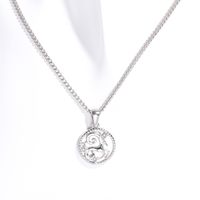 Retro Constellation Stainless Steel Plating Inlay Carving Shell 18k Gold Plated Necklace Pendant sku image 1