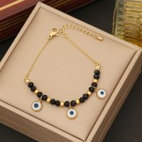 Stainless Steel Artificial Crystal 18K Gold Plated Vintage Style Commute Eye Bracelets Earrings Necklace sku image 1