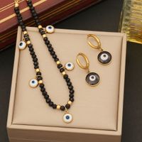 Stainless Steel Artificial Crystal 18K Gold Plated Vintage Style Commute Eye Bracelets Earrings Necklace main image 1