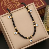 Stainless Steel Artificial Crystal 18K Gold Plated Vintage Style Commute Eye Bracelets Earrings Necklace sku image 2