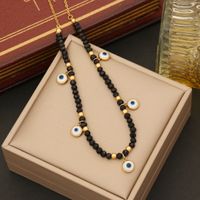 Stainless Steel Artificial Crystal 18K Gold Plated Vintage Style Commute Eye Bracelets Earrings Necklace main image 4