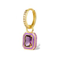 1 Piece Simple Style Classic Style Square Plating Inlay Sterling Silver Zircon 18k Gold Plated Drop Earrings sku image 3