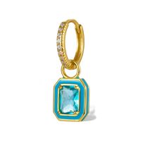 1 Piece Simple Style Classic Style Square Plating Inlay Sterling Silver Zircon 18k Gold Plated Drop Earrings sku image 1