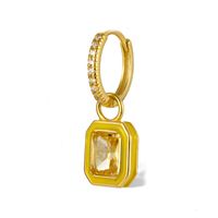 1 Piece Simple Style Classic Style Square Plating Inlay Sterling Silver Zircon 18k Gold Plated Drop Earrings sku image 7